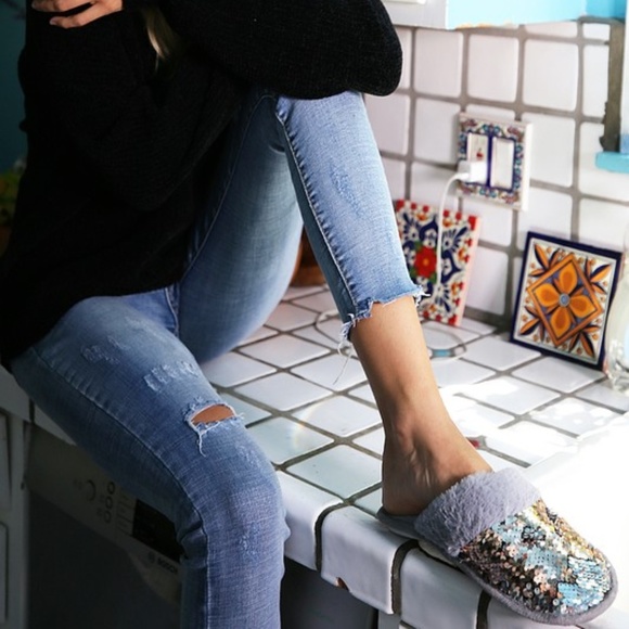 Faux Fur and Sequin Slippers - Picture 4 of 4